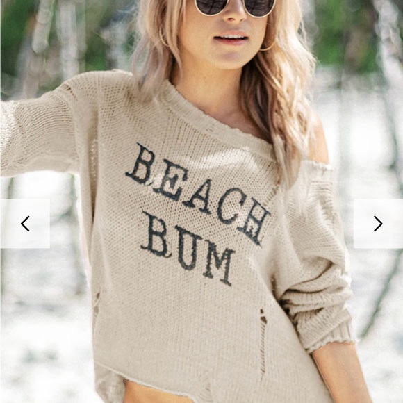 Wooden Ships Beach Bum NWT khaki loose knit boho chic summer sweater size X/L 🌞 - Picture 4 of 9